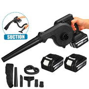 Elektrische - luchtblazer - en - Stofzuiger - Handblazer - 1500W - Volume - Schakelaar vast te zetten - Afneembare blaaspijp en stofzak - 3m lange kabel - Inclusief 2 batterijen - Handig! - QUORE