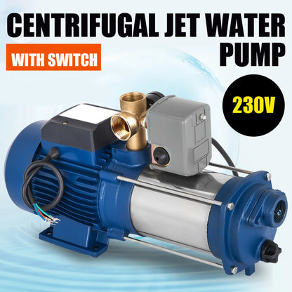 Centrifugaalpomp - 9 Bar - 1800W - 2850 RPM - Roestvrij Staal & Gietijzer - 4000 liter per uur -  Geïntegreerde Thermische Motorbeveiliging - Blue