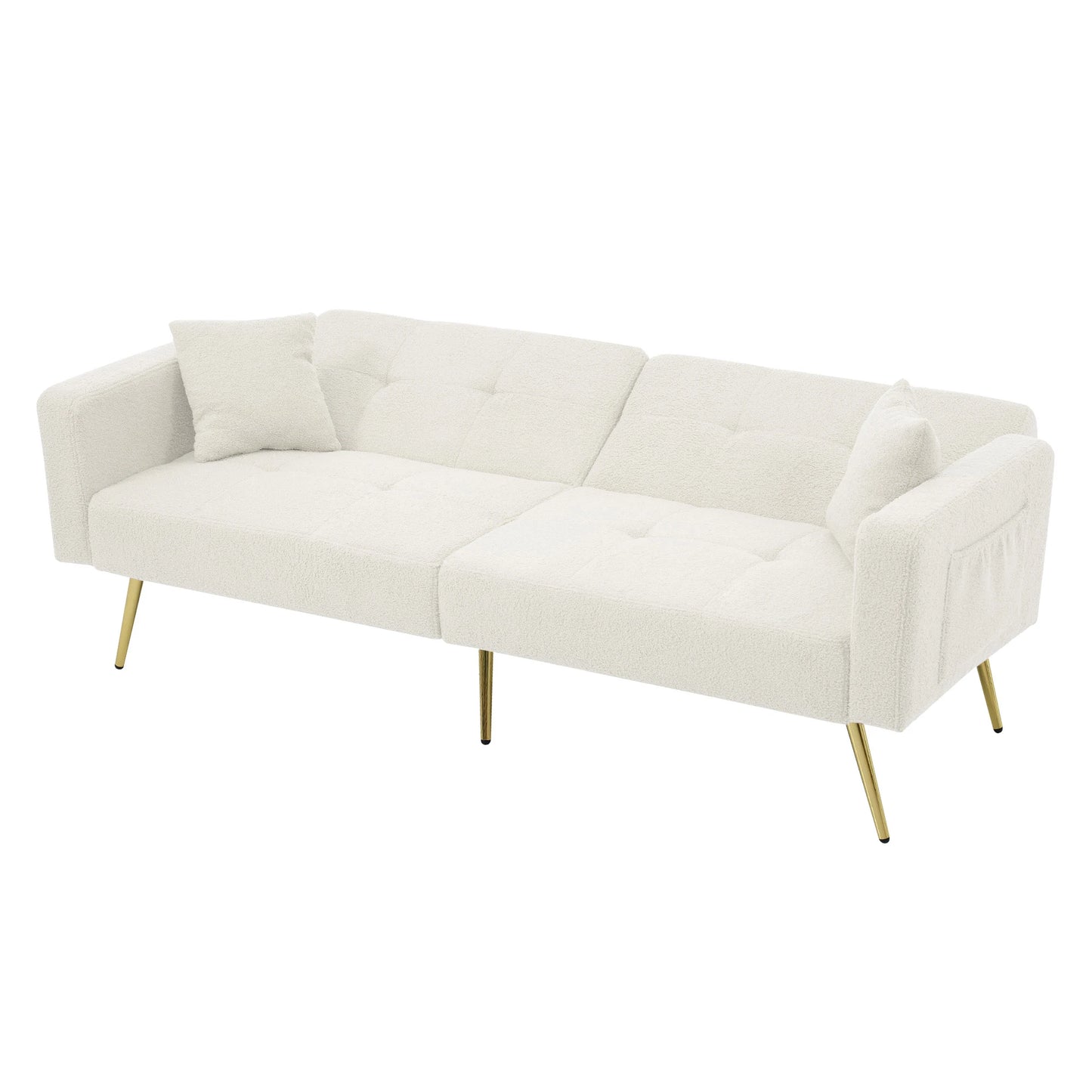 Sofa Bed – Slaapbank – Bedbank – Oprolbed – Velours Bekleding – Verstelbare Rugleuning – Houten Constructie