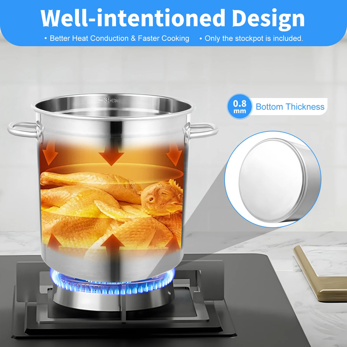 Soup pan - Soup pot - Cooking pans - Stew pan - Soup kettle - 70L - Stainless steel soup pan with lid - With stainless steel lid
