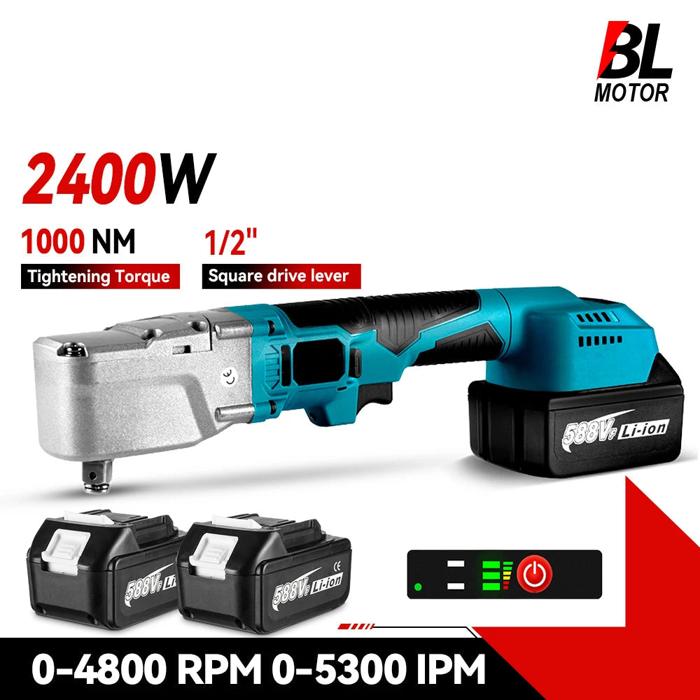 Accu Ratel - Elektrische Ratelsleutel - Accu ratelsleutel – 20V – 1000NM – 4800RPM - 1/2'' - Zonder accu en snellader – ook voor handmatig gebruik – ideaal voor moeilijk te bereiken bouten en moeren - QUORE