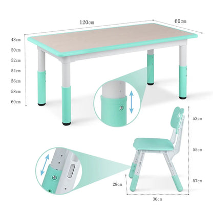 Kindermeubelset – Kinder Tafel En Stoelen – Speelset – Verstelbare Kindermeubels – Kindertafel Met Stoelen – Verstelbare Hoogte – Stevig Milieuvriendelijk Materiaal - Groen - QUORE