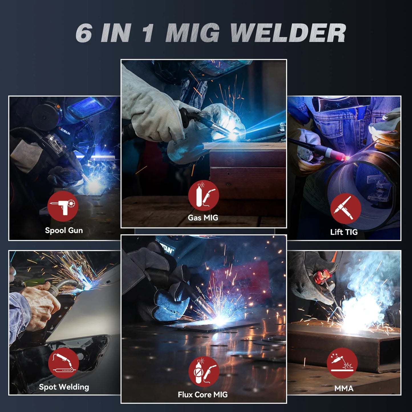 Lasmachine – Mig Lasmachine – Mig Mag Lasser – Tig Lasser – Spotlasser – 6-in-1 Multifunctioneel – 200 Ampère Vermogen