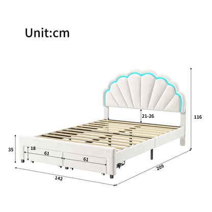 Bed – Bedbank – Slaapbank – Kinderbed – Velvet Bekleding – Houten Constructie – Opbergruimte