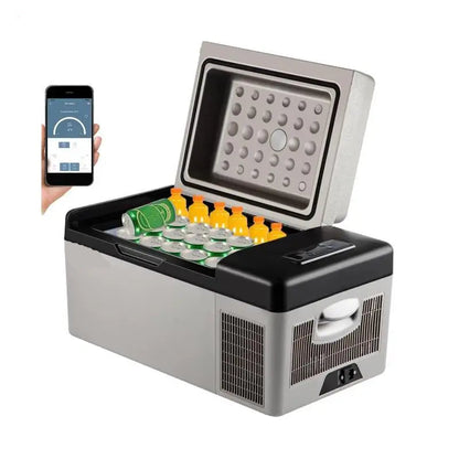 Mini Koelkast - Auto koelkast - Draagbare Compressor Koelbox - Elektrische Vriesbox - voor Camping - Auto - Vrachtwagen - Boot - met 20 L - 12/24v DC - 110-240v AC - 59.8 x 32 x 32 cm - Grijs/Zwart