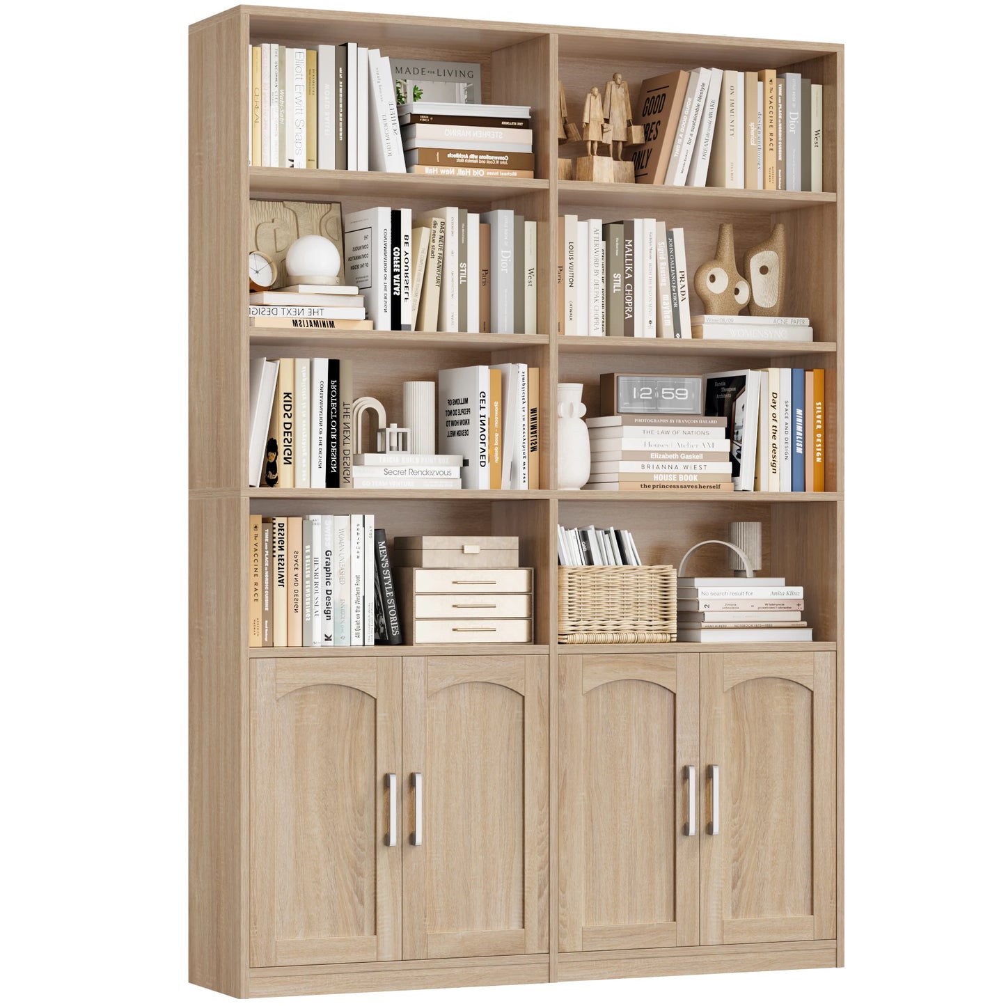 Hoge Boekenkast – Boekenkast – Opslagkast – Staande Kast – Opbergkast – 12 Vakken – 4 Deuren – Zwart – 115x27x185,5 cm – Duurzaam Materiaal
