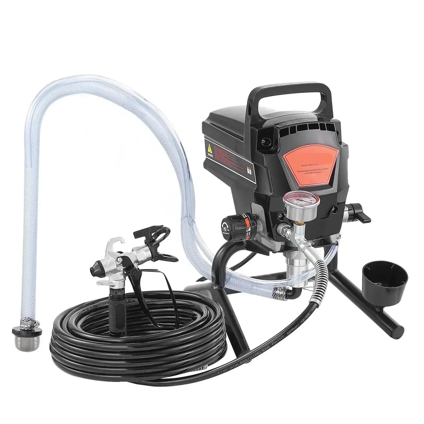 Airless Verfspuit - 750W – Spuitmachine - met Kar - 3000PSI Hoge Druk – Elektrische Verfspuit - Lange Slang en Verlengstuk - voor Binnen - en Buiten – Professioneel en Efficiënt