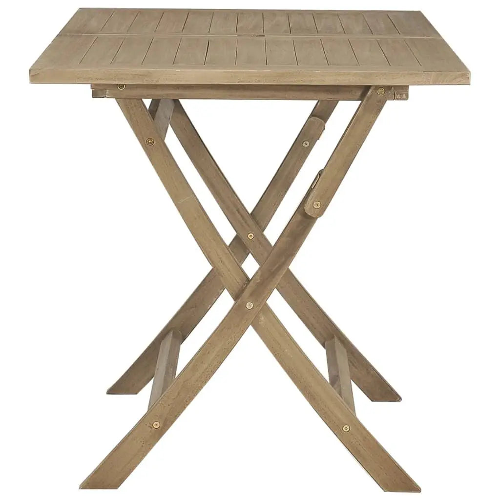 Tuintafel – Opvouwbare Tafel – Buiten Tafel – Balkon Tafel – Massief Teakhout – Weerbestendig – Parasolgat - 120 x 70 x 75cm -  Natuurlijk Grijs