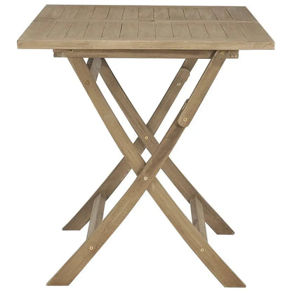Tuintafel – Opvouwbare Tafel – Buiten Tafel – Balkon Tafel – Massief Teakhout – Weerbestendig – Parasolgat - 120 x 70 x 75cm -  Natuurlijk Grijs