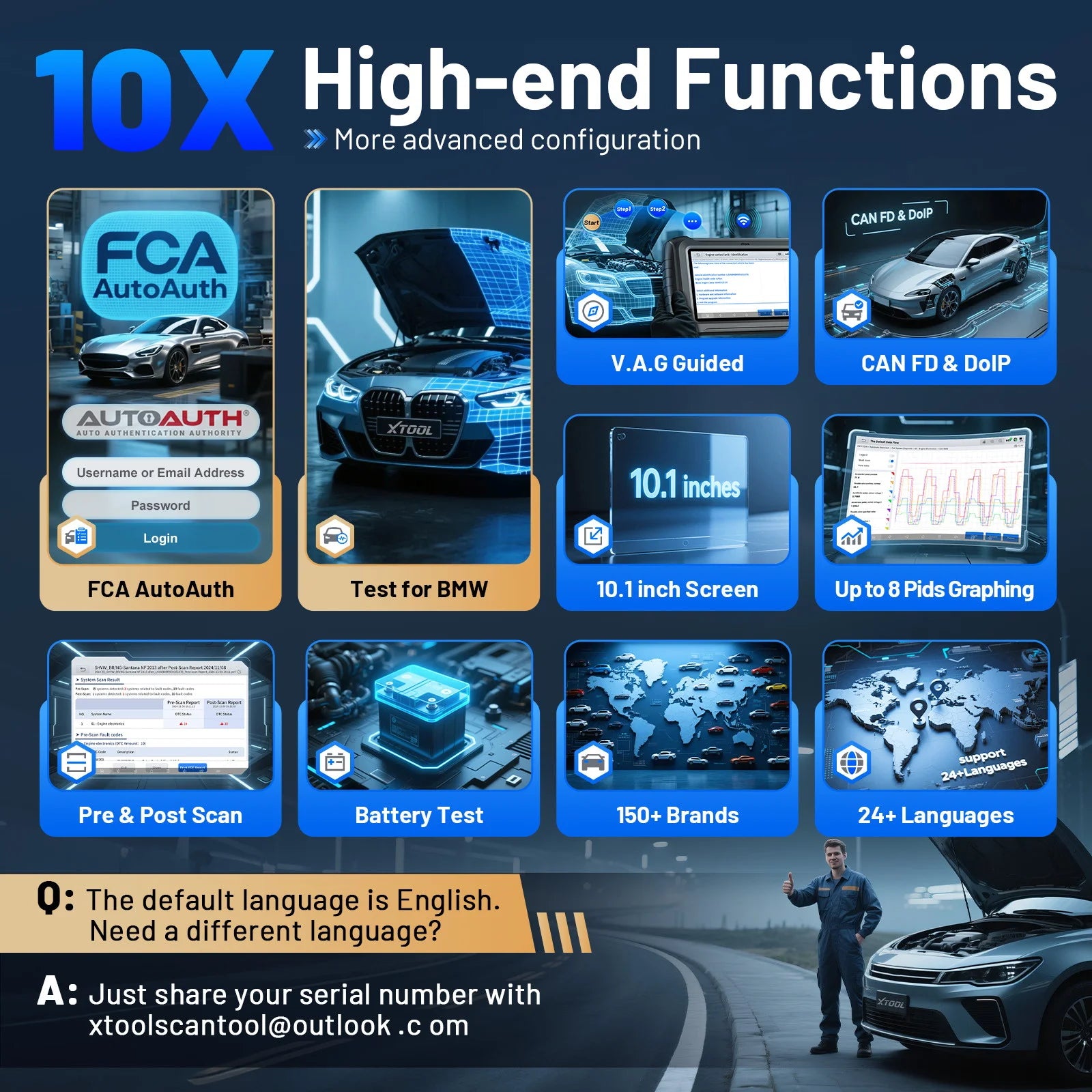 Auto Diagnosetool – ECU Scanner – OBD2 Scanner – Sleutelprogrammering – Voertuigscanner – 10,1 Inch Touchscreen – 51+ Speciale Resetfuncties - QUORE