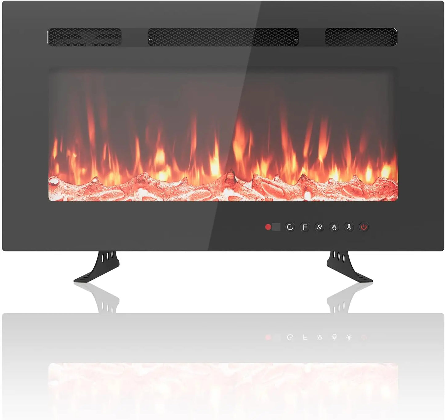 Elektrische Haard – Wandhaard – Sfeerverwarming – Inbouwhaard – Open Haard – Ultra-Flat Design – 1800W Verwarming – Afstandsbediening & Timer