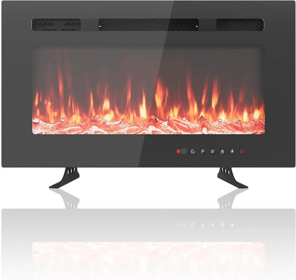 Elektrische Haard – Wandhaard – Sfeerverwarming – Inbouwhaard – Open Haard – Ultra-Flat Design – 1800W Verwarming – Afstandsbediening & Timer