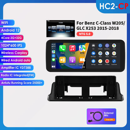 10.25"Carplay Android 13 Auto Car radio for Mercedes Benz W204/S204 C-Class NTG 4.0 4.5 2008-2014 Autoradio mutimedia player fm
