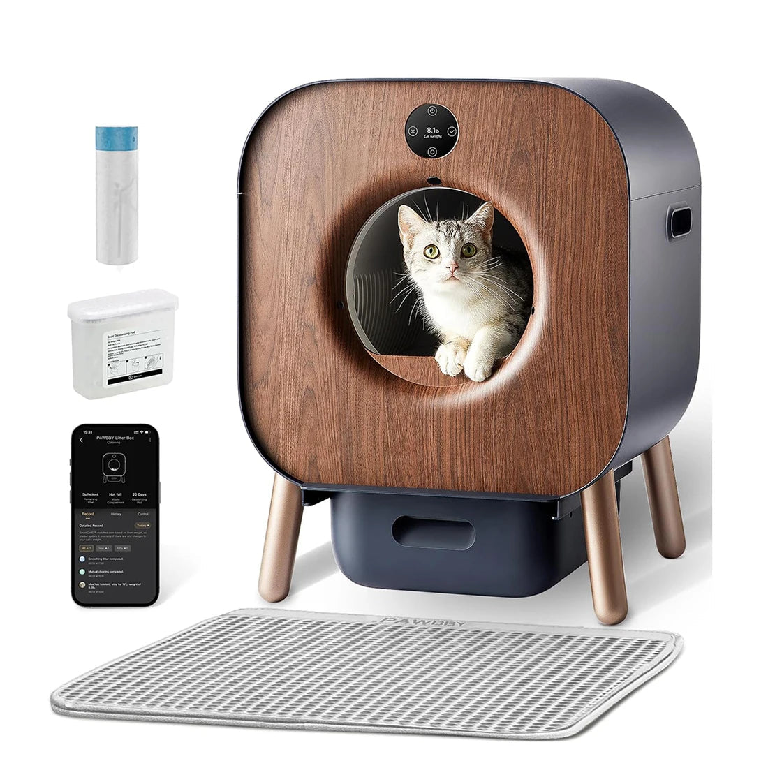 Automatische Kattenbak – Zelfreinigende Kattenbak – Slimme Kattenbak – Kattentoilet – Kattenbak Met App – Grote Inhoud – Geurverwijdering