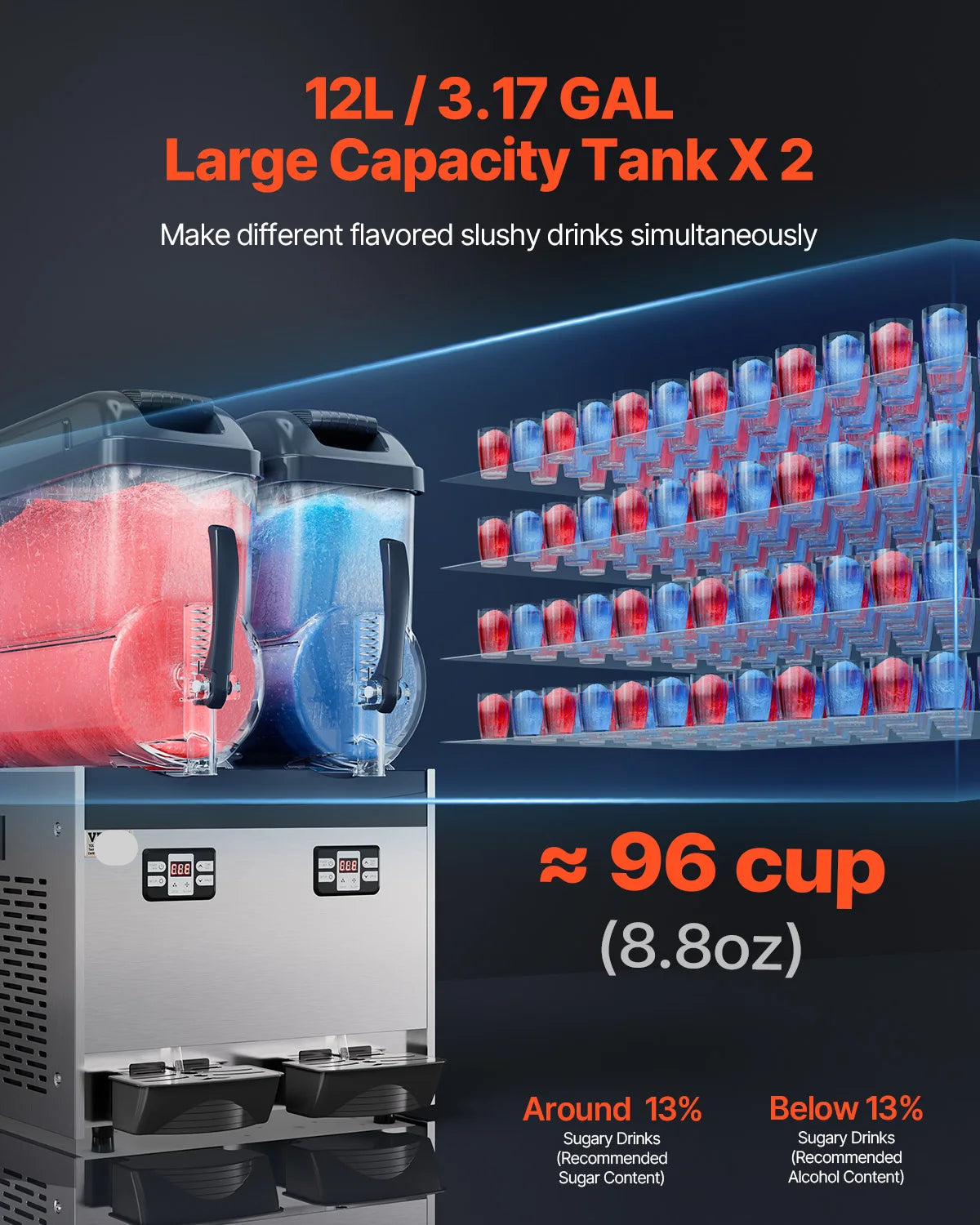Slushy Machine – Slushmachine – IJsmachine – Frozen Drink Maker – Dubbele Tanks 1x3L – Instelbare Temperatuur