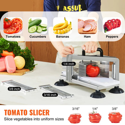 Tomatensnijder - Snijmachine - Handmatige Tomatensnijder - Groentesnijder  - Mandoline - frietsnijder - 0.25x0.38x0.19in - Heavy-Duty RVS Snijmachine - Roestvrijstalen Voedselsnijmachine met Antislip Voeten