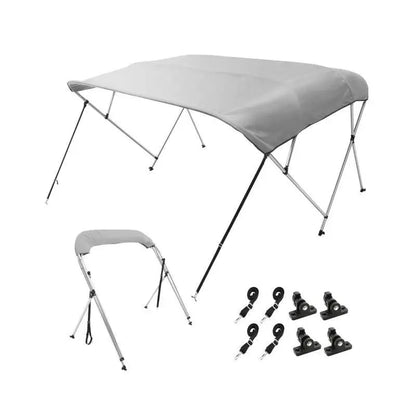 Biminitop 4 Bow - Biminitops - Parasol Cover - Bow Bimini Top Boat Cover - 900D Polyester Canopy - with 1” Aluminum Alloy Frame - Waterproof - Light Gray