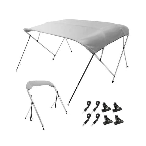 Biminitop 4 Bow - Biminitops - Parasol Cover - Bow Bimini Top Boat Cover - 900D Polyester Canopy - with 1” Aluminum Alloy Frame - Waterproof - Light Gray