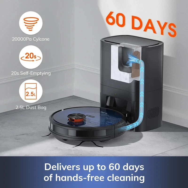 Lidar Robotstofzuiger - Dweilrobot - Vaccum Cleaner - Robot Vacuum - 2-in-1 Stofzuiger & Mop - 3000Pa Zuigkracht - 2.5L Stofzak - Zelflegende - App & Spraakbediening - Zwart
