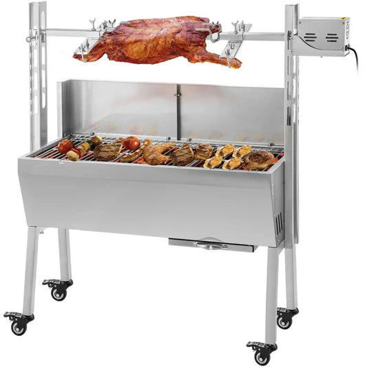 Electric BBQ Rotisserie Grill Kit - Grill Rotisserie Kit - 4RPM - Elektrische BBQ met Motor - RVS Automatische Grillset - Zeskantige Spitstang - Lamsvlees oven - BBQ heel Lamsvlees & Geit - Roestvrijstalen - 220V - 50W - Zilver