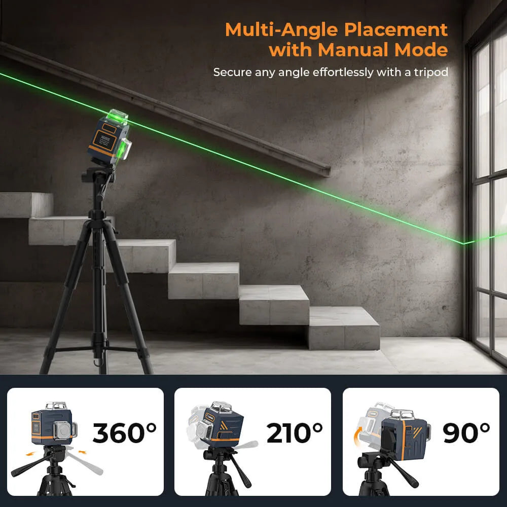 3x360° Laser Waterpas – Laser Niveau – Zelfnivellerend – Meetinstrument – Bouwlaser – Groene Laserstralen – Afstandsbediening – USB-C Opladen