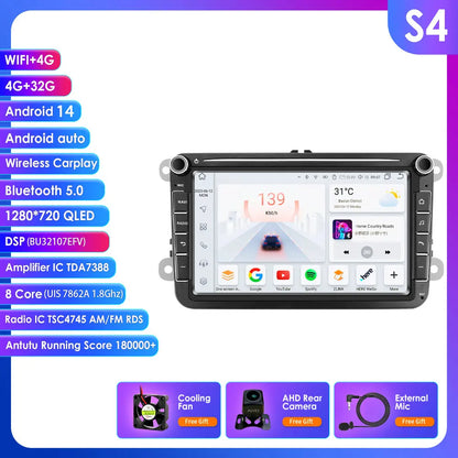 Multimedia Autoradio – Carplay Radio – Android Autoradio – GPS Navigatie – Auto Stereo – 8 Inch Touchscreen – Android 13 Systeem