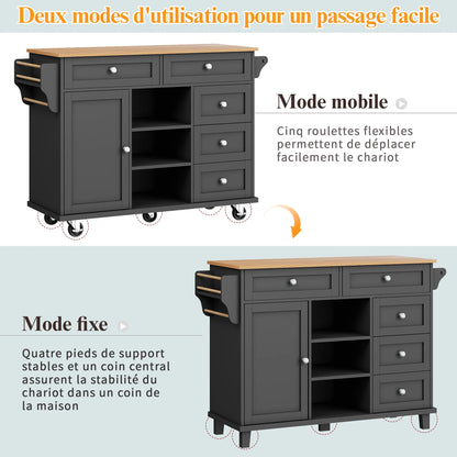 Multifunctionele Serveerwagen – Keukentrolley – Opbergwagen – Werkwagen – Verstelbare Legplanken – 5 Wielen Met Rem