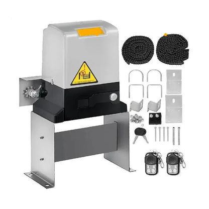 Schuifpoortopener - Automatische Poortopener - Elektronisch Poortopener - met 2 Afstandsbediening - 370W - 20 ft Ketting - 43 ft/min Snelheid - Automatisch & Veilig - Geluidsarm & Weerbestendig