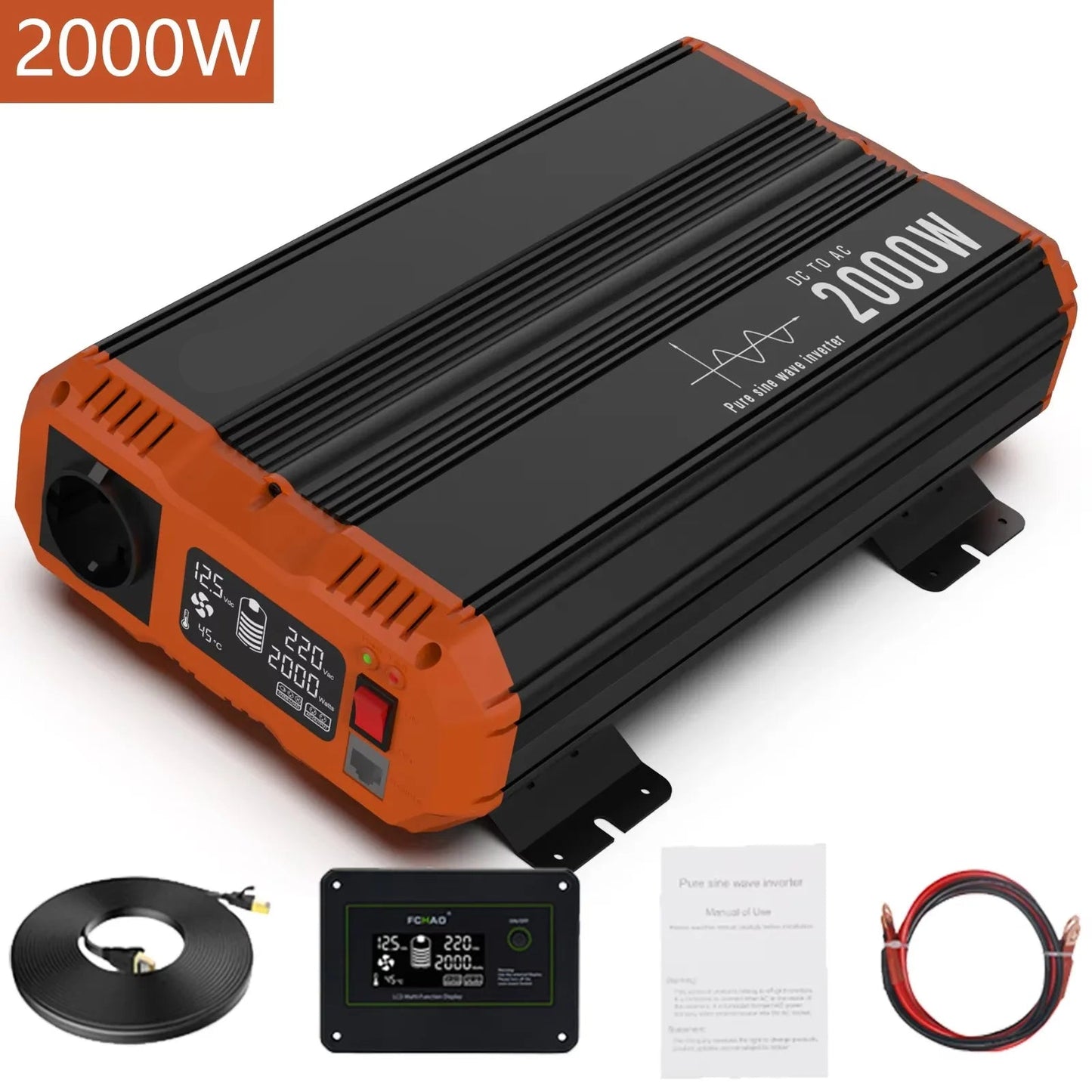 Zuivere Sinusomvormer – Sinusomvormer 2500W – 12V Omvormer – 24V Spanningsomvormer – LCD Display – Veiligheidsbescherming
