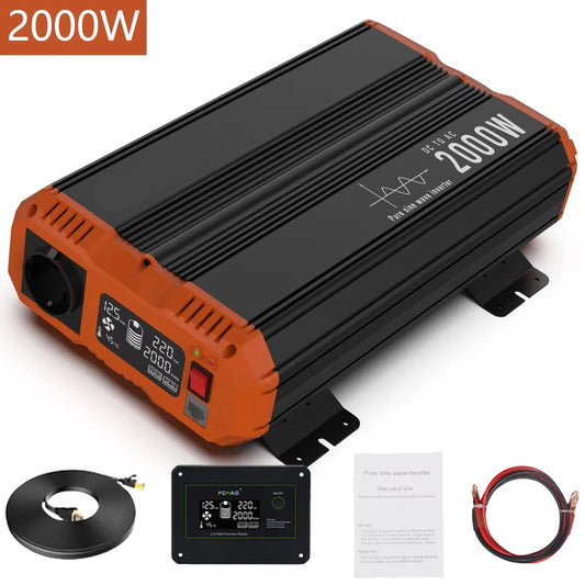 Zuivere Sinus Omvormer – 3000W Omvormer – Pure Sinusgolf – 12V Naar 220V – LCD-Display – Veiligheidsfuncties