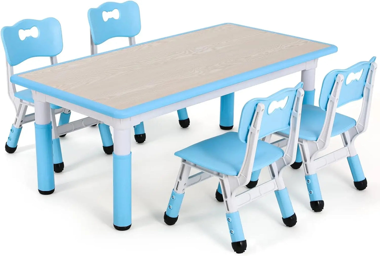 Speeltafel - Activiteiten Tafel - Stoelen - Tafel - Kinder Speeltafel en Stoelenset - Verstelbare - met 4 Stoelen – Blauw – Voor Peuters en Kleuters - QUORE