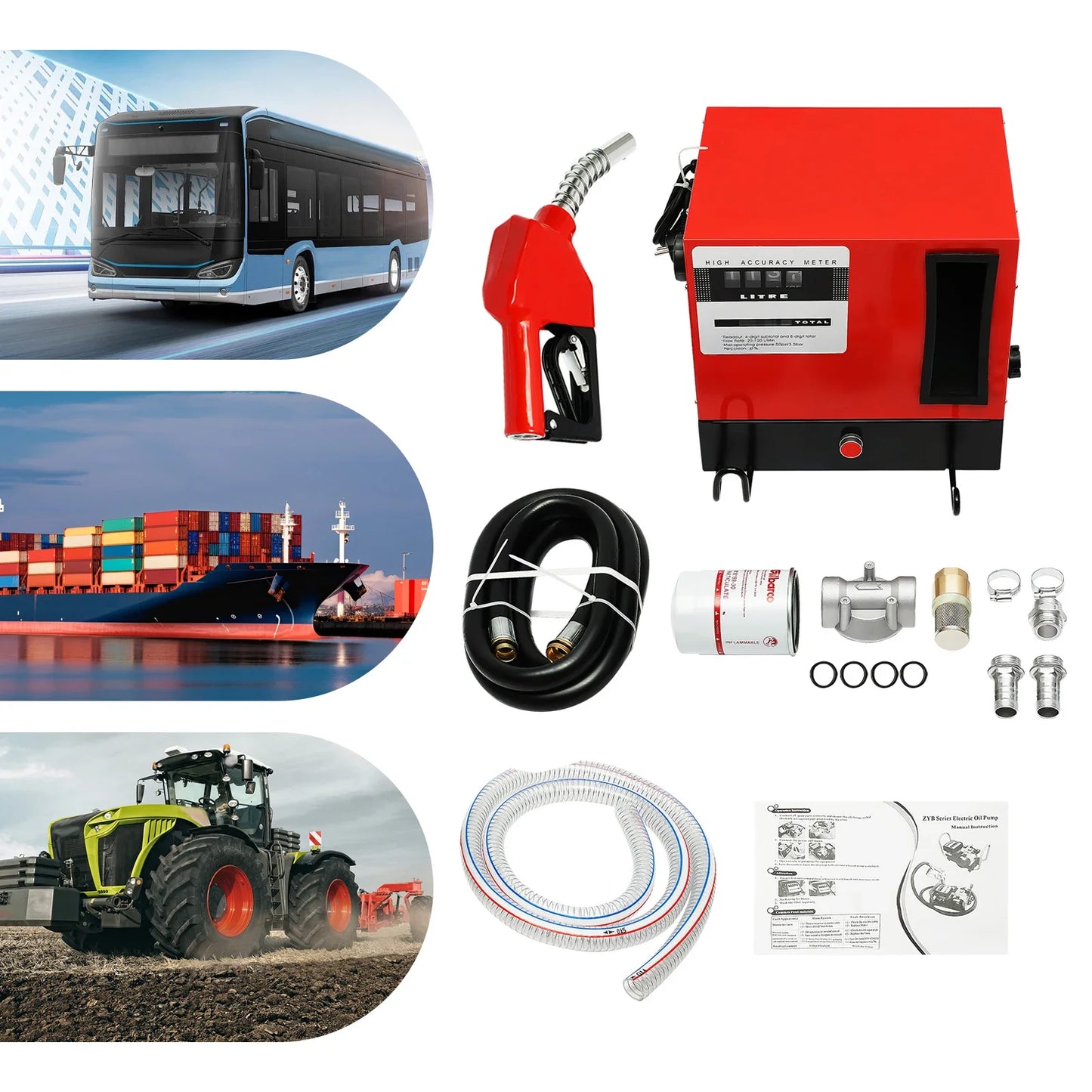 Zelfaanzuigende Dieselpomp – Oliepomp – Brandstofpomp – Overhevelpomp – Vulpomp – 60 L/min Capaciteit – Gietijzeren Waaier