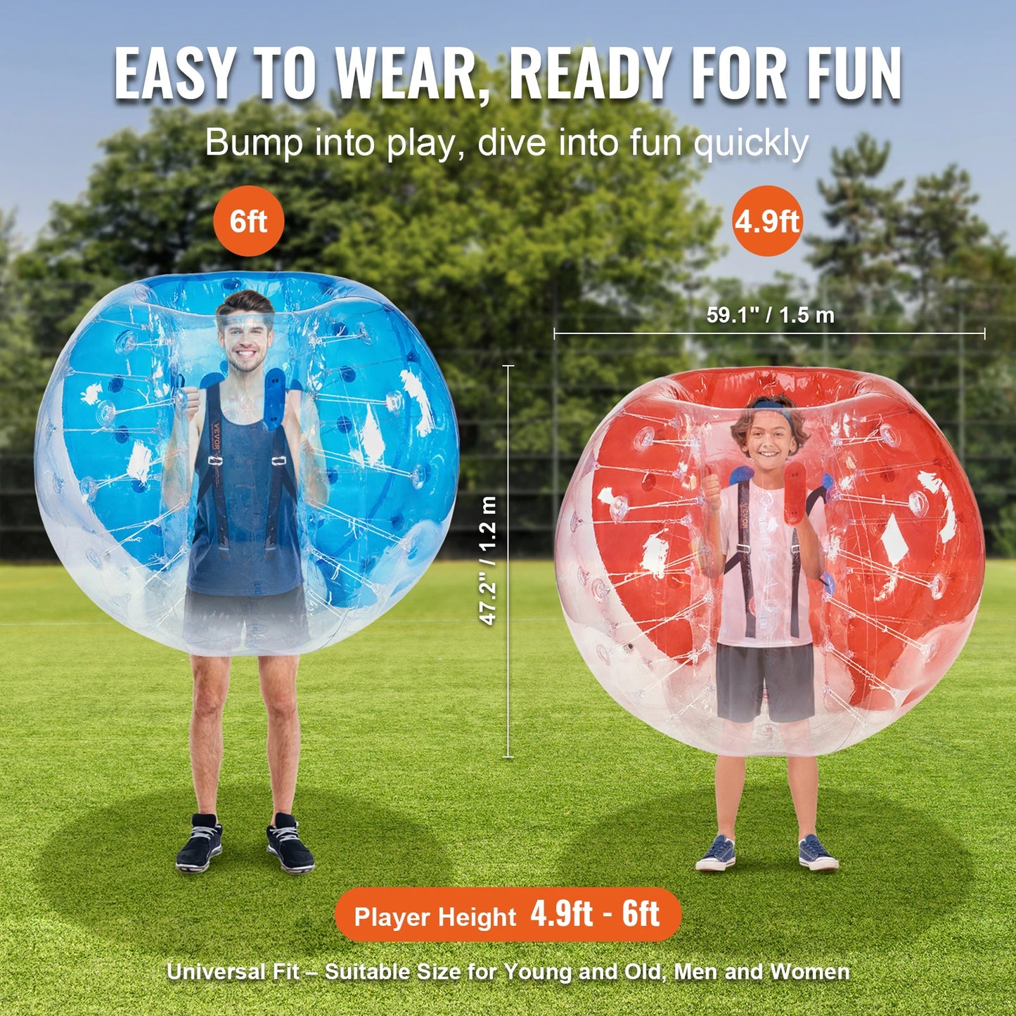 Bumperballen - Body Sumo - Zorb Ballen - Opblaasbare - 1.5M - 0.8mm - Sterke - PVC Zorb Voetbalballen voor Kinderen en Volwassenen - 2-Pack