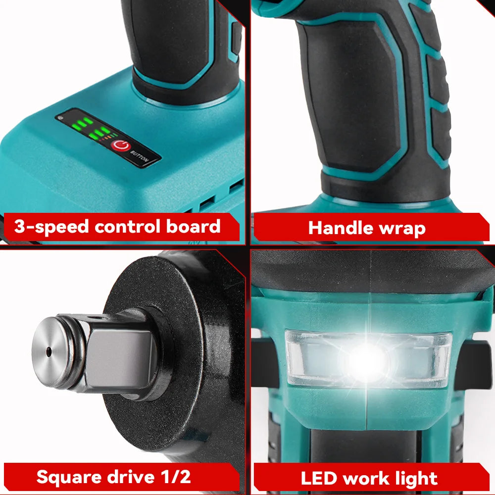 Slagmoersleutel - Elektrische - Slagschroevendraaier - Draadloze Slagmoersleutel - 3100N.M - 3/4 Inch - Inclusief LED Werklamp - 18V Batterij - Zonder Accu