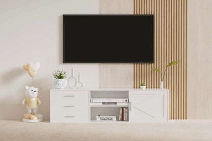 Lowboard – Tv Meubel – Tv Kast – Opbergmeubel – Woonkamermeubel – Wit – 160 cm Breed – FSC Gecertificeerd Spaanplaat