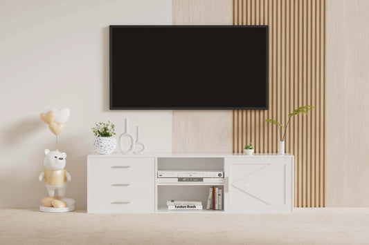 Lowboard – Tv Meubel – Tv Kast – Opbergmeubel – Woonkamermeubel – Wit – 160 cm Breed – FSC Gecertificeerd Spaanplaat