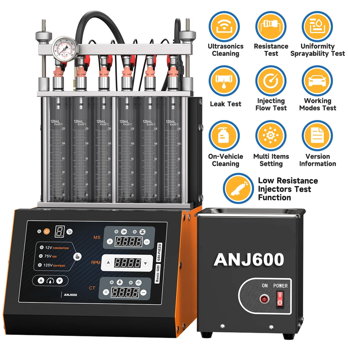 Ultrasone Brandstofinjectorreiniger – Injector Tester – Injector Cleaner – Injectorreinigingsmachine – Meervoudige Functietests – Verwarmde Vloeistof