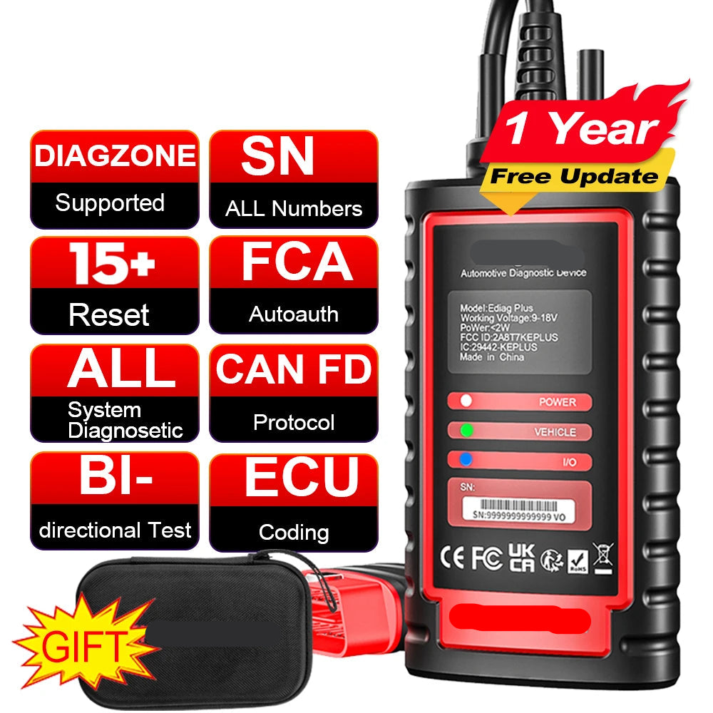 Ediag Plus OBD2 Scanner – Auto Diagnosetool – Foutcodelezer – ECU Coder – Bluetooth Diagnostiek – Volledige Systeemdiagnose – CAN-FD Ondersteuning