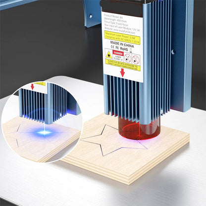 Lasergraveermachine - Graveerset - Graveerder - Graveerapparaat - 5.5W - Ultra-Fijne Comprimeerbare Spot 0.06mm - 0.08mm - Hoge Precisie Graveeroppervlak 410x420mm - Diode Laser