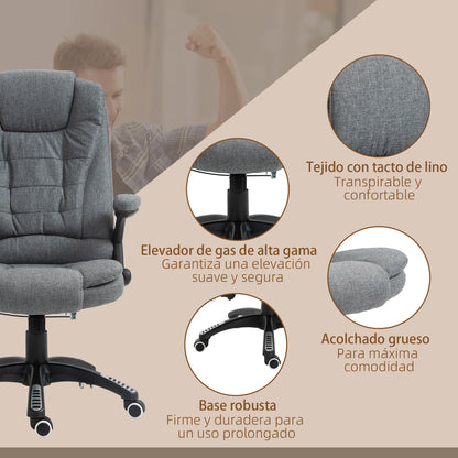 Massage Bureaustoel – Bureaustoel Met Massage – Massagestoel Office – Ergonomische Werkstoel – Bureaustoel Met Verwarming – 6 Massagepunten – Verstelbare Rugleuning Tot 130° - Grijs - QUORE