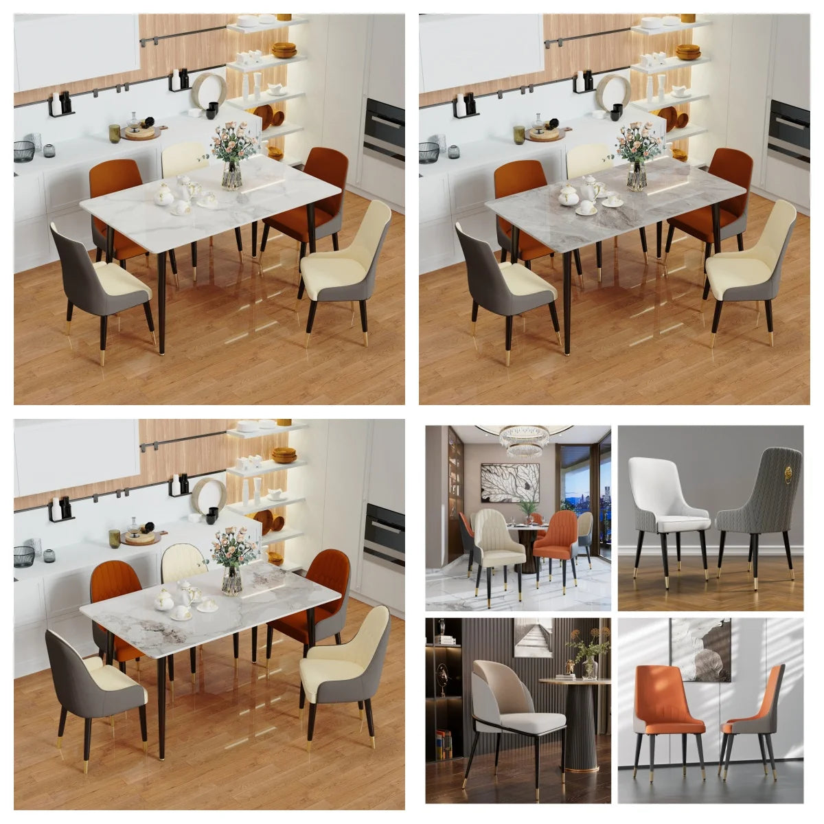 Eettafel – Tafel – Diner tafel – Keukentafel – Marmeren Tafel – 120x70x76 cm – Sintered Stone Blad – Zwart Metalen Onderstel