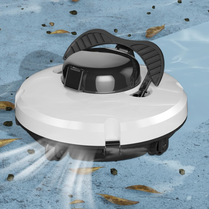 Zwembadstofzuigers - Zwembadrobot - Automatische en Draadloos Zwembadreiniger - met Automatisch Parkeren - Dubbele Motoren - voor Vlakke Grondzwembaden - 5200 mAh - 11.5V - 33 x 33 x 15 cm - Wit/Zwart