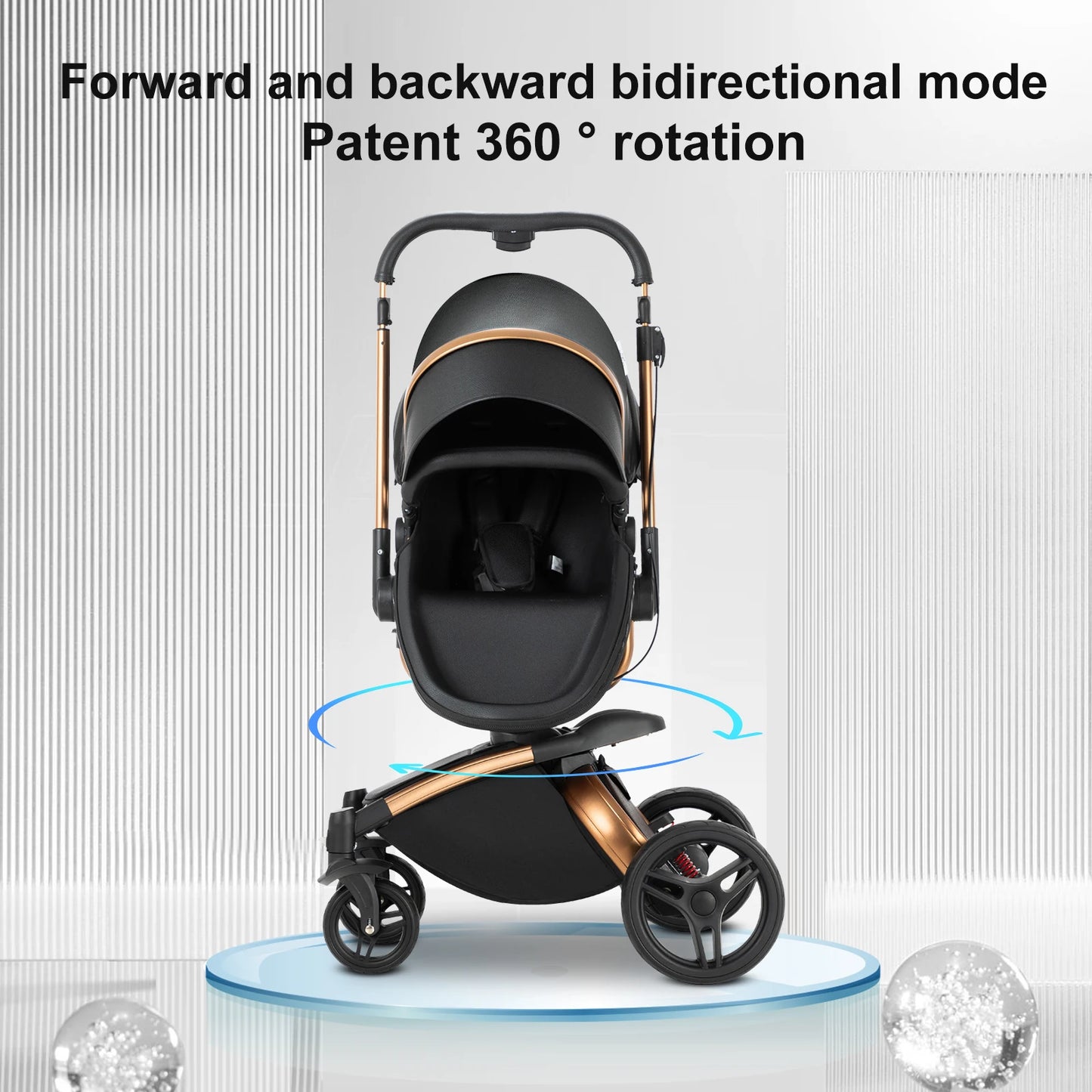 360° Baby Stroller 3 IN 1 Car Seat Stroller Combo Travel System Strollers High Landscape Leather Large Storage Stroller Infant