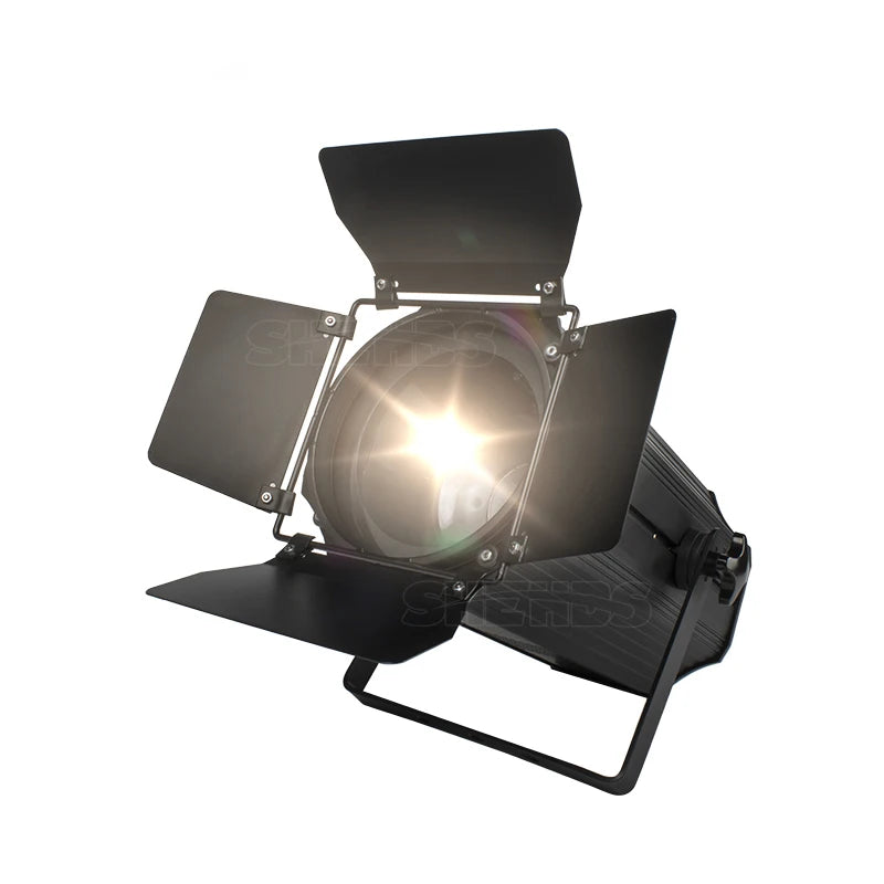 SHEHDS 2PCS LED Zoom 200W COB Warm Cool White Par Lights with Barn Doors DJ Disco Theater Light Music Christmas Decorative