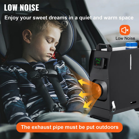 Diesel Heater - Auto Heater - Parkeer Heater - Diesel Heater - 8KW - 12V - Eén Gat voor Stopcontact - met Zwarte LCD Schakelaar - Snel Verwarmende Heater - Zwart