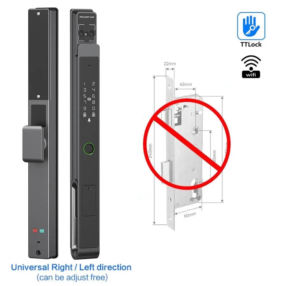 Slimme Deurslot – Elektronisch Slot – Biometrisch Slot – Veiligheidsslot – Smart Lock – 11 Ingangsmethoden – 3D Gezichtsherkenning & Video-Intercom - Geen Insteek - QUORE