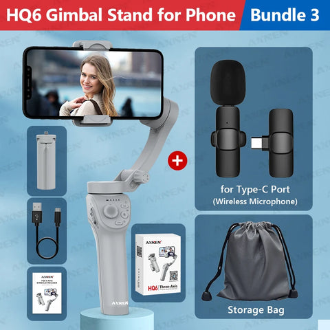Gimbal Smartphone - Gimbal voor Smartphone & Camera - Handheld spiegelloos - 3-assige - Handheld Gimbal Stabilisator - voor Smartphone - voor iPhone Android - Vlog Kit - Optie 3