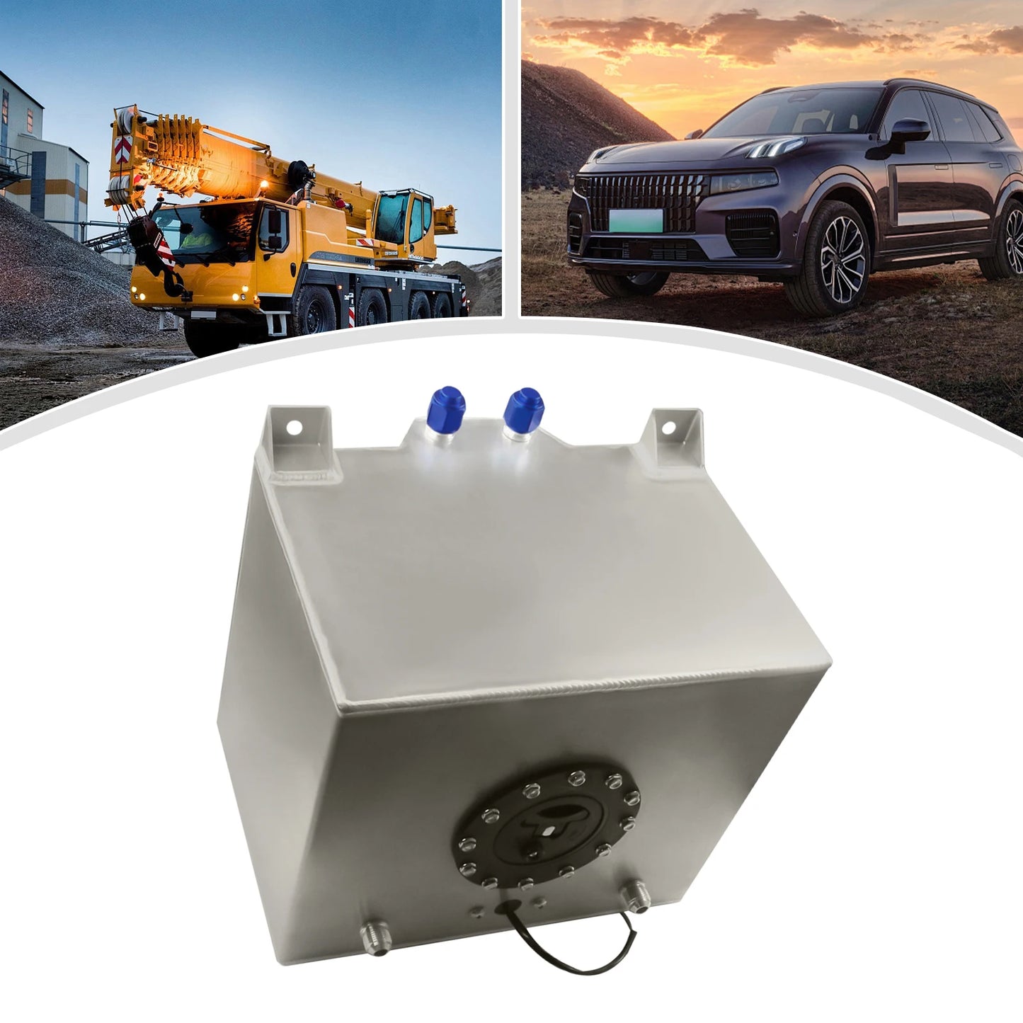 Silver 5 Gallon 20L Aluminum Fuel Tank Universal Oil Box with Anti-slip Foam for Streetcars and Trucks