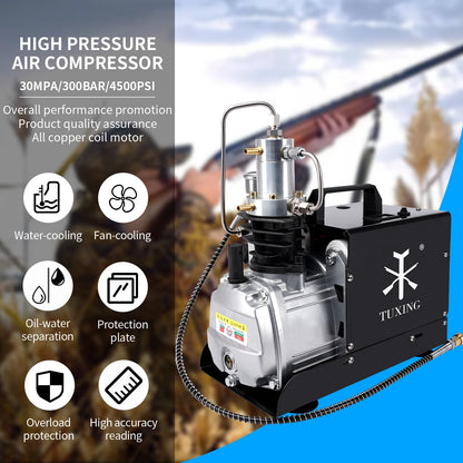 TUXING 4500Psi High Pressure PCP Air Compressor Electric Built-in Fan Compressor with Explosion-proof for Diving Scuba Airgun