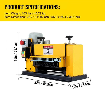 Kabelstripper Machine - Kabelstripmachine - Kabelpeller - Stripping Machine - 370W - 1-38mm - Aluminium Behuizing - Automatische/Elektrische Draadstripper Machine - voor Recycling & Werkplaats - Geel